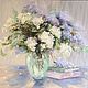 Oil painting lilacs in a vase to Buy oil painting Pattern in the interior of the Interior Impressionism
