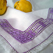 Towel, linen, carpet to the table with openwork and lace edge