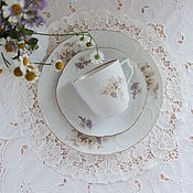 Винтаж: Чайное трио  "Белое золото", Royal Osborne, Англия