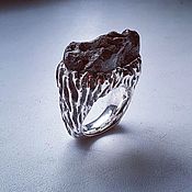 Украшения handmade. Livemaster - original item Dinochaos ring made of fossilized dinosaur bone and silver. Handmade.