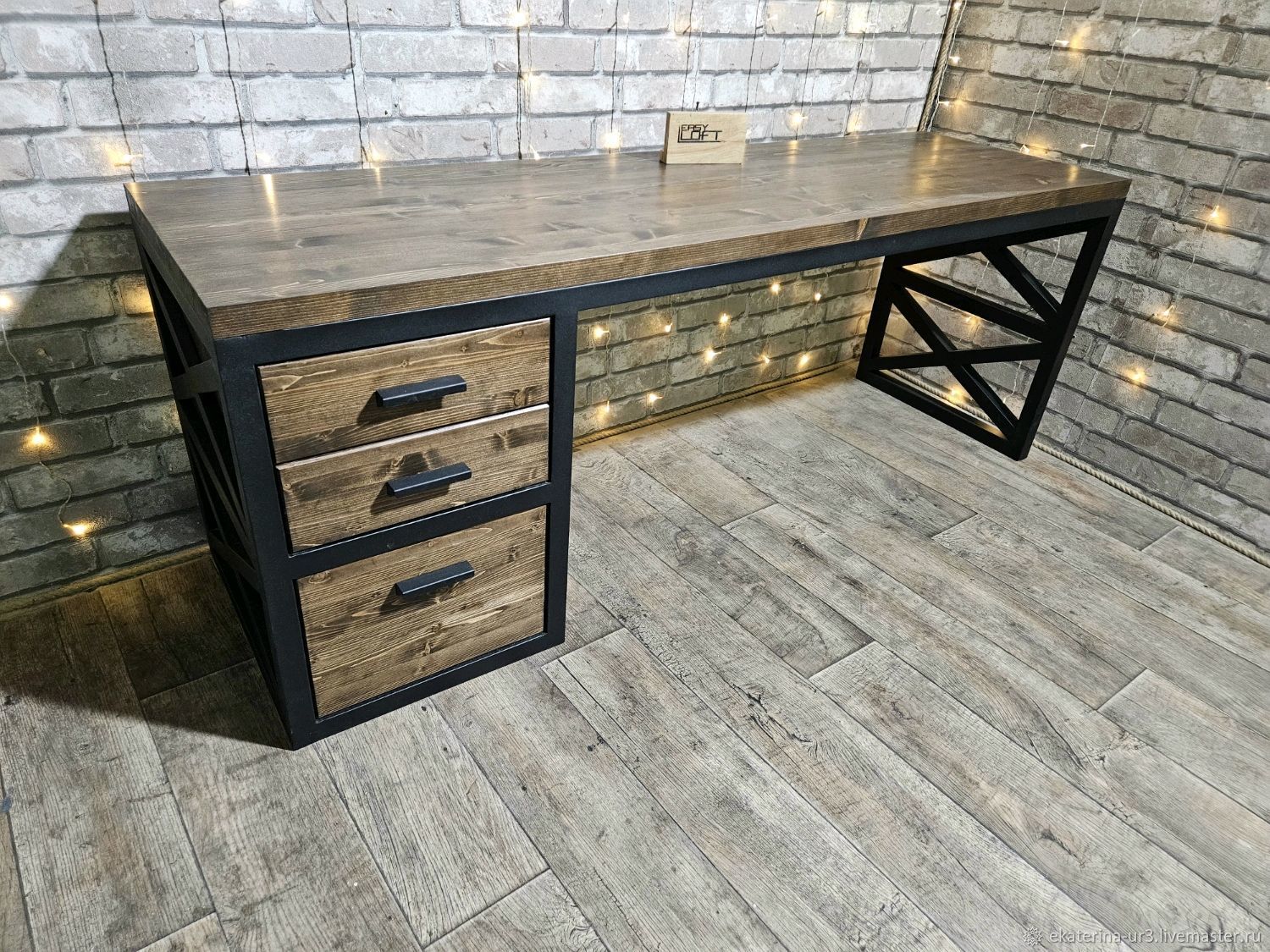 Стол в стиле Лофт письменный с ящиками EasyLoft Long-200 в интернет ...