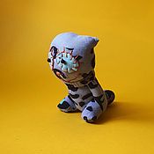 Кот из носков теплый Носуня полосатый бело-синий