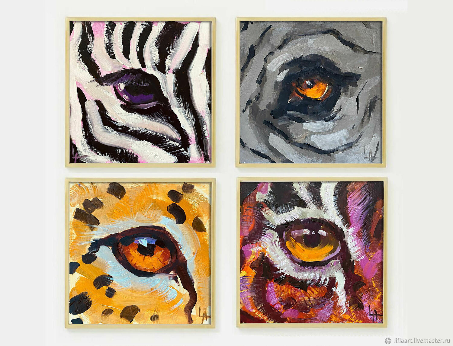 Oil paintings with animal eyes 