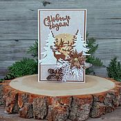 Свадебная открытка - коробочка "Бирюза в шоколаде"