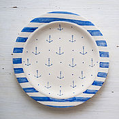 Сливовый пудинг. Набор из трёх плоских тарелок и пиалы, керамика
