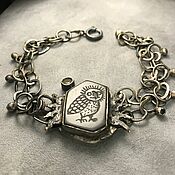 Украшения handmade. Livemaster - original item Owl and Sun Bracelet. Silver, gold, shungite, citrine. Handmade.