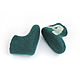 A emerald green Felted Merino wool booties 8,5 cm 1 pair, Babys bootees, Moscow,  Фото №1