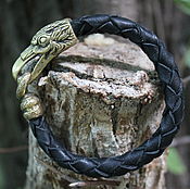 Украшения handmade. Livemaster - original item Men leather bracelet - Raven. Handmade.
