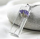 Transparent pendant-bar with real purple flower, Pendant, Samara,  Фото №1