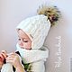 Детская шапка с помпоном + снуд. Шапки. Polisa Handmade (Polisa). Интернет-магазин Ярмарка Мастеров.  Фото №2