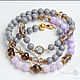 Grey purple Triple bracelet - beads. Bead bracelet. Mala by Jemma. Online shopping on My Livemaster.  Фото №2