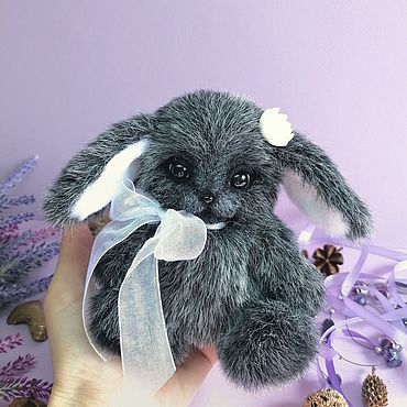 Куклы и игрушки ручной работы. Ярмарка Мастеров - ручная работа Тедди зайка серый из меха. Мягкая игрушка Зайчик, заяц. Handmade.