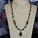 Necklace with tiger's eye pendant and mother of pearl. Necklace. Magic box. My Livemaster. Фото №4