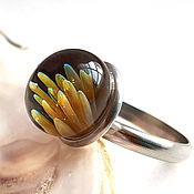 Украшения handmade. Livemaster - original item Golden Aster ring, lampwork, adjustable size. Handmade.