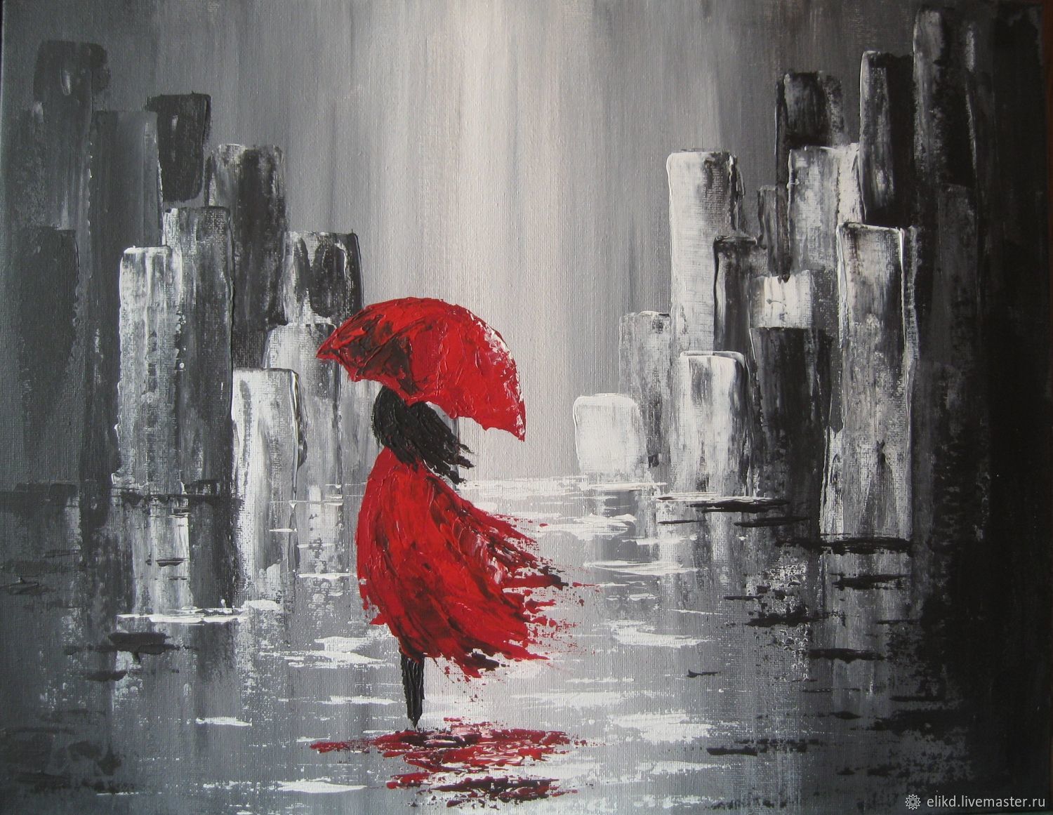 Картина девушка под дождем