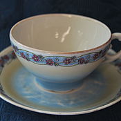 Tea and coffee pair. There are 6 pairs in the lot. Bone China. The factory for export