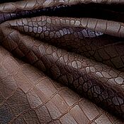 Материалы для творчества handmade. Livemaster - original item Genuine Leather Dark Brown Crocodile 1,4 mm. Handmade.