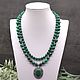 Necklace with pendant malachite stone Author's necklace, Necklace, Moscow,  Фото №1