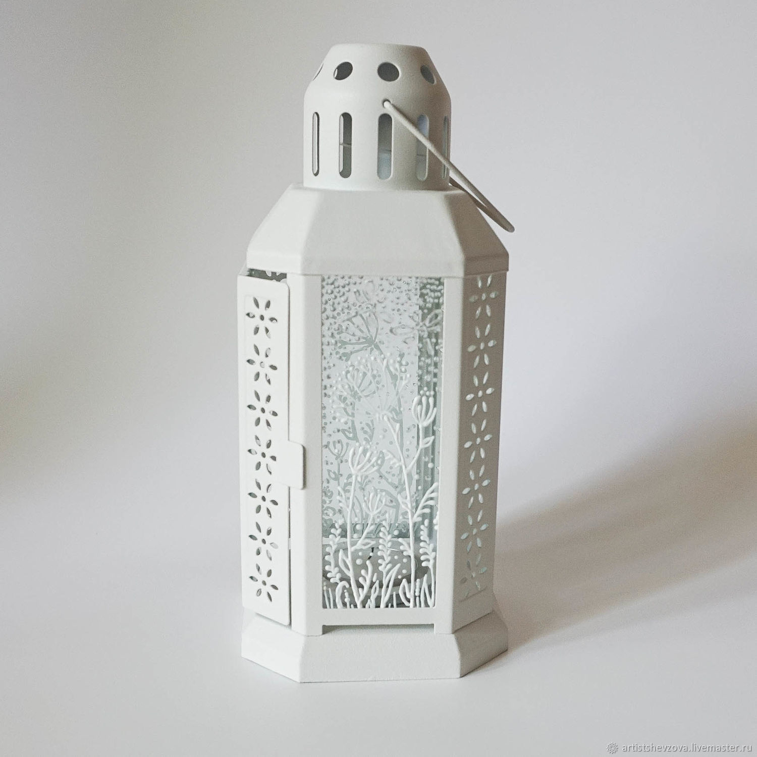 Фонарик-подсвечник из стекла и металла с ручной росписью в интернет ...
