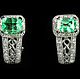 4.25 tcw Colombian Emerald & Diamond Cluster Earrings 14k, Diamond And, Earrings, West Palm Beach,  Фото №1