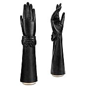 Винтаж handmade. Livemaster - original item Size 7. Chic long gloves made of black leather with a bow. Handmade.