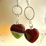 Украшения handmade. Livemaster - original item Asymmetric heart earrings made of two-tone agate with druze. Handmade.