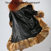 Одежда handmade. Livemaster - original item Leather coat the Queen of spades with the fur of a Fox moth. Handmade.
