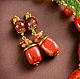 Earrings 'Red and black' - red Jasper, carnelian, agate, Earrings, Moscow,  Фото №1