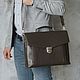 Men's business leather briefcase 'Stefan' (dark brown), Brief case, Yaroslavl,  Фото №1