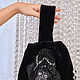 Handbag of black velvet with beaded monkey, Sacks, Moscow,  Фото №1