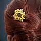 Hairpin brass with golden quartz 'Gold'. Hairpin. Del-moro. My Livemaster. Фото №6