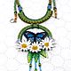 Necklace: Butterfly. Green macrame necklace with embroidery. Pendant. Irina Skripka. Ярмарка Мастеров.  Фото №4