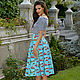 American Cotton Vacation Skirt, Summer Blue Cotton Skirt, Skirts, Novosibirsk,  Фото №1