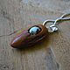 Wooden pendant with turquoise, red wood, Pendants, Pskov,  Фото №1