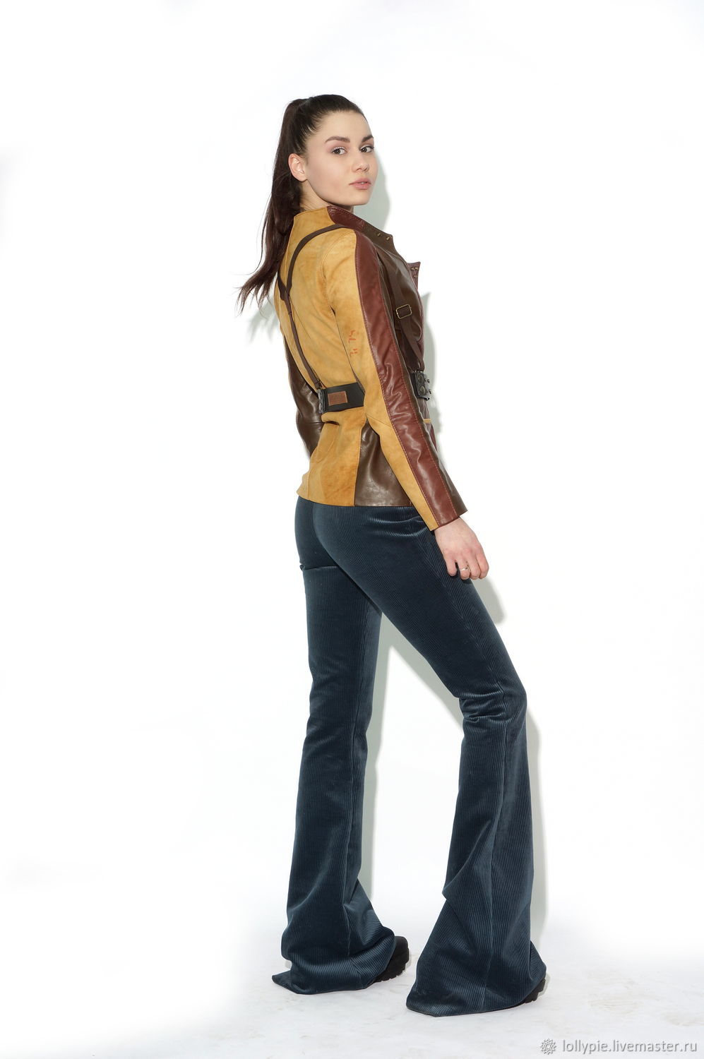 Flared corduroy trousers dusty blue 