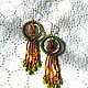 Earrings-brush: owlets. Long macrame earrings and beads. Tassel earrings. IrinaSkripkaMBeads. My Livemaster. Фото №4