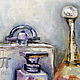 Order Perfume still life oil Painting 35h40 cm. Viktorianka. Livemaster. . Pictures Фото №3