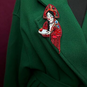 Брошь русская красавица. . Украшения ручной работы - Ярмарка Мастеров Украшения ручной работы. Ярмарка Мастеров - ручная работа Брошь русская красавица. Handmade.