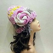 Hat with thick yarn with ears. The hit of the season!