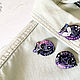 Brooch 'the Fox, raccoon, cat, space. Purple, black, patterns'. Brooches. greenfox-23. My Livemaster. Фото №4