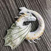 Украшения handmade. Livemaster - original item Brooch-pin The white dragon brooch embroidered 3D Gift for the New Year. Handmade.