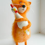 Куклы и игрушки handmade. Livemaster - original item Fox cub with a cock, felted Fox foxes foxes. Handmade.