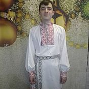 Русский стиль handmade. Livemaster - original item Traditional shirt with embroidery 