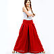 Red skirt-trousers made of 100% linen, Pants, Tomsk,  Фото №1