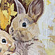 МИЛЫЕ КРОЛИКИ картина кролики маслом. Картины. Удивительные Картины Юлии Ягудиной. Ярмарка Мастеров.  Фото №5