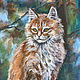 Картина рыжий кот Картина с животными Картина акрилом Лес пейзаж, Картины, Сочи,  Фото №1