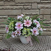 "Розовый рассвет " Букет цветов в вазе