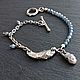 Bracelet made of silver and sapphires Fish (handmade silver), Bead bracelet, Sosnogorsk,  Фото №1