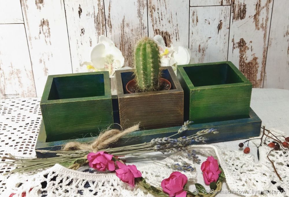 Деревянное кашпо "Трио" – заказать на Ярмарке Мастеров – SOLNSRU ...