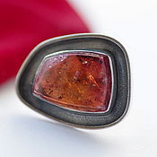 Украшения handmade. Livemaster - original item Ring with rubellite Red orange, silver. Handmade.